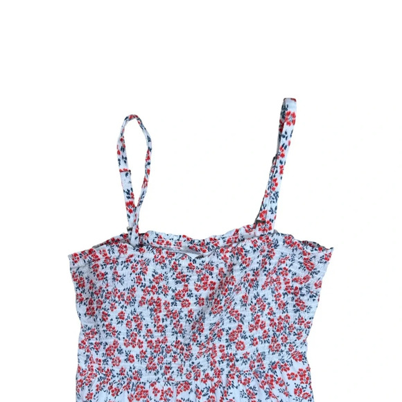 GAP Smocked Midi Dress white Red And Blue Floral Dress Size Medium - Picture 5 of 10